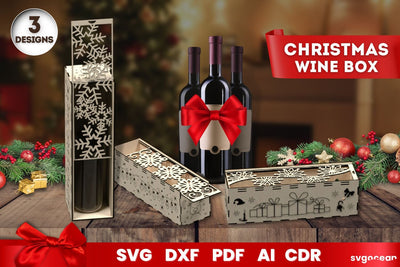 3D Christmas Bottle Gift Box SVG | Laser Cut | Glowforge SVG SvgOcean 