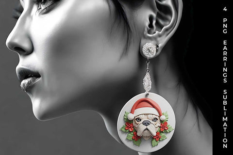 3D Christmas Boxer Dog Earrings Sublimation PNG Bundle Free For Commercial Use Sublimation Sintegra 