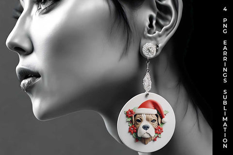 3D Christmas Boxer Dog Earrings Sublimation PNG Bundle Free For Commercial Use Sublimation Sintegra 