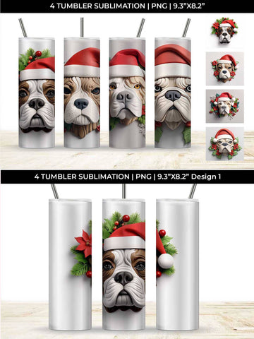 3D Christmas Boxer Dog Tumbler Wrap 20 oz Sublimation PNG Bundle Free For Commercial Use Sublimation Sintegra 