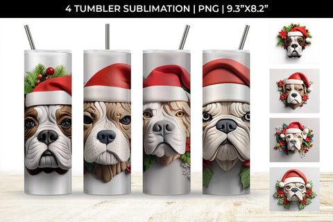 3D Christmas Boxer Dog Tumbler Wrap 20 oz Sublimation PNG Bundle Free For Commercial Use Sublimation Sintegra 