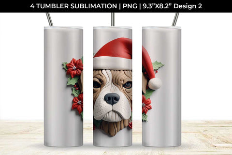 3D Christmas Boxer Dog Tumbler Wrap 20 oz Sublimation PNG Bundle Free For Commercial Use Sublimation Sintegra 