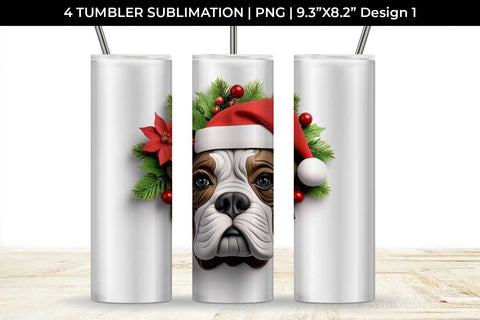 3D Christmas Boxer Dog Tumbler Wrap 20 oz Sublimation PNG Bundle Free For Commercial Use Sublimation Sintegra 