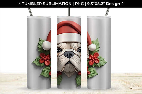 3D Christmas Boxer Dog Tumbler Wrap 20 oz Sublimation PNG Bundle Free For Commercial Use Sublimation Sintegra 