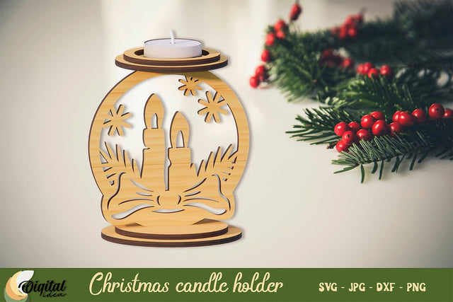 3D Christmas Candle Holder. Laser Cut. Design SVG. SVG Evgenyia Guschina 