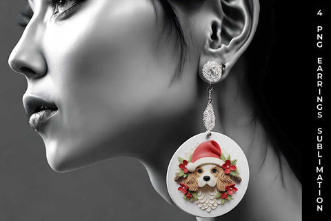 3D Christmas Cavalier King Dog Earrings Sublimation PNG Bundle Free For Commercial Use Sublimation Sintegra 