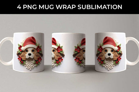3D Christmas Cavalier King Dog Mug Wrap Sublimation PNG Bundle Free For Commercial Use Sublimation Sintegra 