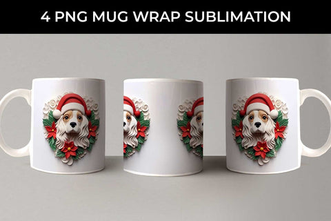 3D Christmas Cavalier King Dog Mug Wrap Sublimation PNG Bundle Free For Commercial Use Sublimation Sintegra 