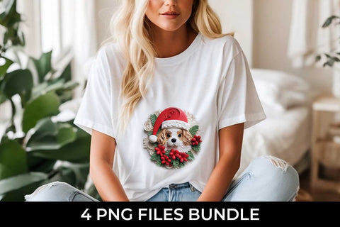 3D Christmas Cavalier King Dog T-shirt Sublimation PNG Bundle Free For Commercial Use Sublimation Sintegra 