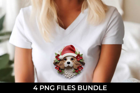 3D Christmas Cavalier King Dog T-shirt Sublimation PNG Bundle Free For Commercial Use Sublimation Sintegra 