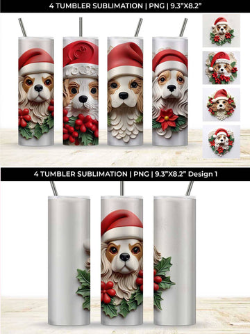 3D Christmas Cavalier King Dog Tumbler Wrap 20 oz Sublimation PNG Bundle Free For Commercial Use Sublimation Sintegra 