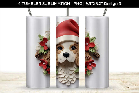 3D Christmas Cavalier King Dog Tumbler Wrap 20 oz Sublimation PNG Bundle Free For Commercial Use Sublimation Sintegra 