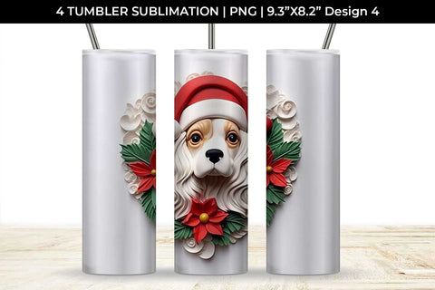 3D Christmas Cavalier King Dog Tumbler Wrap 20 oz Sublimation PNG Bundle Free For Commercial Use Sublimation Sintegra 