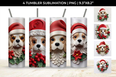 3D Christmas Cavalier King Dog Tumbler Wrap 20 oz Sublimation PNG Bundle Free For Commercial Use Sublimation Sintegra 