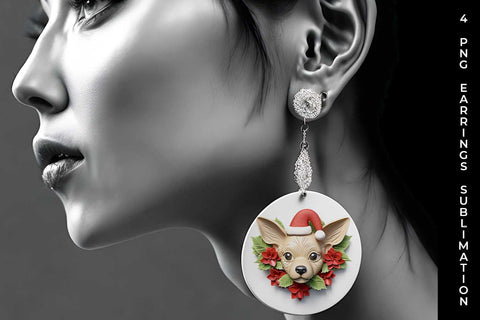 3D Christmas Chihuahua Dog Earrings Sublimation PNG Bundle Free For Commercial Use Sublimation Sintegra 