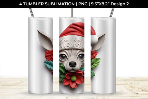 3D Christmas Chihuahua Dog Tumbler Wrap 20 oz Sublimation PNG Bundle Free For Commercial Use Sublimation Sintegra 