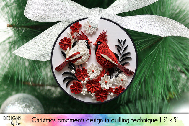 3D Christmas Christmas Birds Quilling Ornament Sublimation Designs by Ira 
