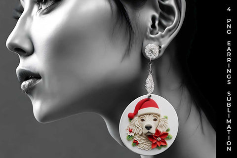 3D Christmas Cocker Spaniel Dog Earrings Sublimation PNG Bundle Free For Commercial Use Sublimation Sintegra 