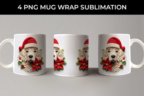 3D Christmas Cocker Spaniel Dog Mug Wrap Sublimation PNG Bundle Free For Commercial Use Sublimation Sintegra 