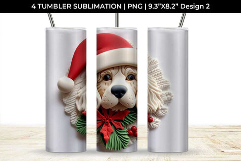 3D Christmas Cocker Spaniel Dog Tumbler Wrap 20 oz Sublimation PNG Bundle Free For Commercial Use Sublimation Sintegra 