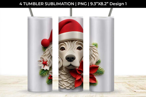 3D Christmas Cocker Spaniel Dog Tumbler Wrap 20 oz Sublimation PNG Bundle Free For Commercial Use Sublimation Sintegra 