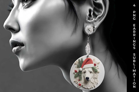 3D Christmas Collie Border Dog Earrings Sublimation PNG Bundle Free For Commercial Use Sublimation Sintegra 