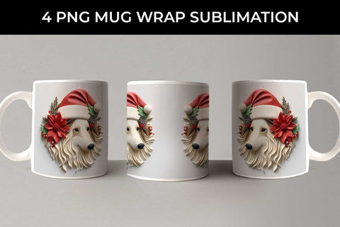 3D Christmas Collie Border Dog Mug Wrap Sublimation PNG Bundle Free For Commercial Use Sublimation Sintegra 