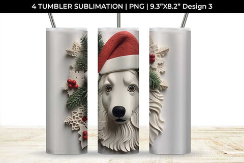 3D Christmas Collie Border Dog Tumbler Wrap 20 oz Sublimation PNG Bundle Free For Commercial Use Sublimation Sintegra 