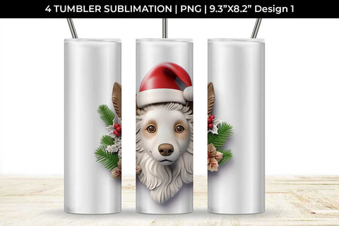3D Christmas Collie Border Dog Tumbler Wrap 20 oz Sublimation PNG Bundle Free For Commercial Use Sublimation Sintegra 