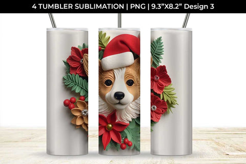 3D Christmas Corgi Dog Tumbler Wrap 20 oz Sublimation PNG Bundle Free For Commercial Use Sublimation Sintegra 