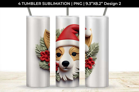 3D Christmas Corgi Dog Tumbler Wrap 20 oz Sublimation PNG Bundle Free For Commercial Use Sublimation Sintegra 