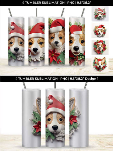 3D Christmas Corgi Dog Tumbler Wrap 20 oz Sublimation PNG Bundle Free For Commercial Use Sublimation Sintegra 