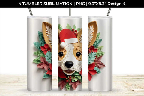 3D Christmas Corgi Dog Tumbler Wrap 20 oz Sublimation PNG Bundle Free For Commercial Use Sublimation Sintegra 