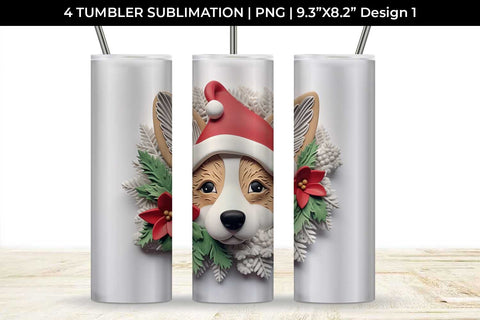 3D Christmas Corgi Dog Tumbler Wrap 20 oz Sublimation PNG Bundle Free For Commercial Use Sublimation Sintegra 