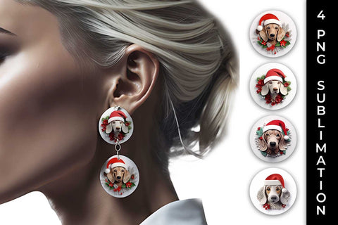 3D Christmas Dachshund Dog Earrings Sublimation PNG Bundle Free For Commercial Use Sublimation Sintegra 