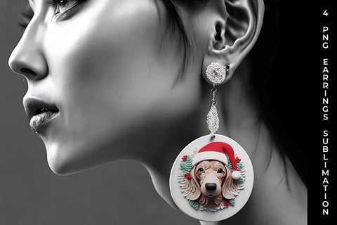 3D Christmas Dachshund Dog Earrings Sublimation PNG Bundle Free For Commercial Use Sublimation Sintegra 