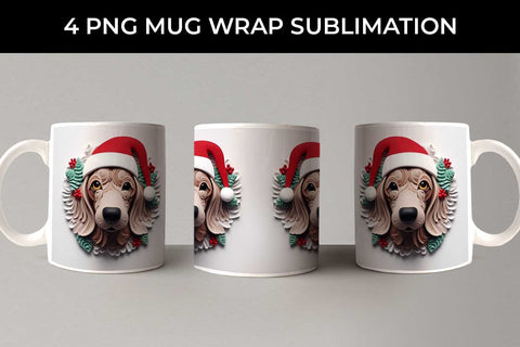 3D Christmas Dachshund Dog Mug Wrap Sublimation PNG Bundle Free For Commercial Use Sublimation Sintegra 