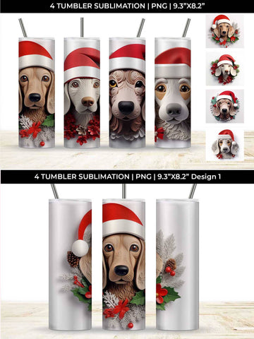 3D Christmas Dachshund Dog Tumbler Wrap 20 oz Sublimation PNG Bundle Free For Commercial Use Sublimation Sintegra 