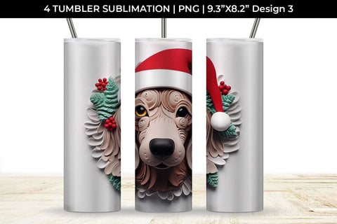 3D Christmas Dachshund Dog Tumbler Wrap 20 oz Sublimation PNG Bundle Free For Commercial Use Sublimation Sintegra 