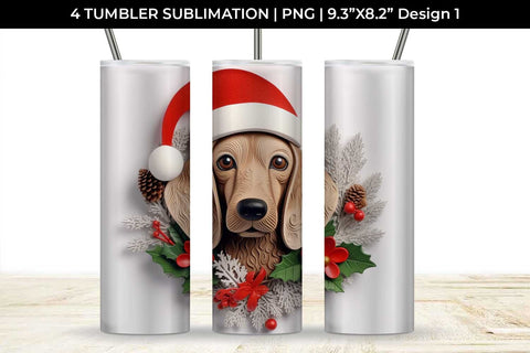 3D Christmas Dachshund Dog Tumbler Wrap 20 oz Sublimation PNG Bundle Free For Commercial Use Sublimation Sintegra 