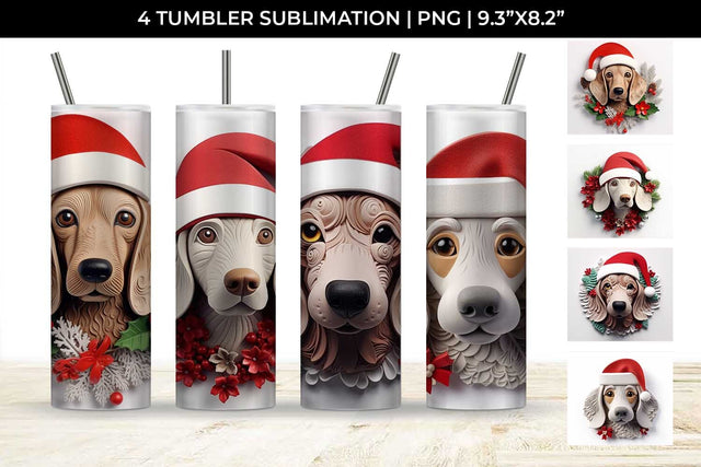 3D Christmas Dachshund Dog Tumbler Wrap 20 oz Sublimation PNG Bundle Free For Commercial Use Sublimation Sintegra 