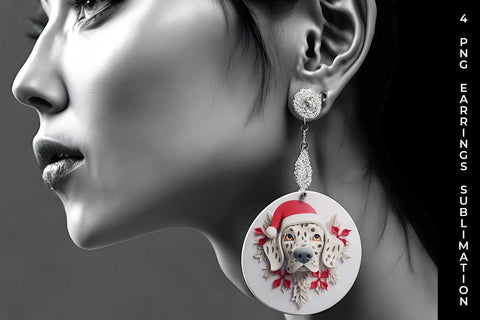 3D Christmas Dalmatian Dog Earrings Sublimation PNG Bundle Free For Commercial Use Sublimation Sintegra 
