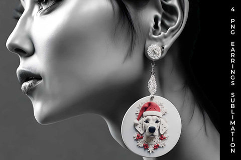 3D Christmas Dalmatian Dog Earrings Sublimation PNG Bundle Free For Commercial Use Sublimation Sintegra 
