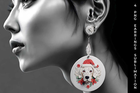3D Christmas Dalmatian Dog Earrings Sublimation PNG Bundle Free For Commercial Use Sublimation Sintegra 