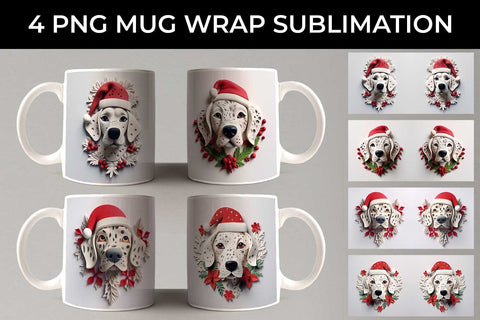 3D Christmas Dalmatian Dog Mug Wrap Sublimation PNG Bundle Free For Commercial Use Sublimation Sintegra 