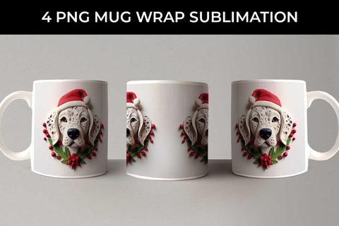 3D Christmas Dalmatian Dog Mug Wrap Sublimation PNG Bundle Free For Commercial Use Sublimation Sintegra 