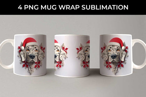 3D Christmas Dalmatian Dog Mug Wrap Sublimation PNG Bundle Free For Commercial Use Sublimation Sintegra 
