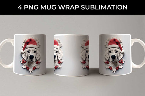 3D Christmas Dalmatian Dog Mug Wrap Sublimation PNG Bundle Free For Commercial Use Sublimation Sintegra 
