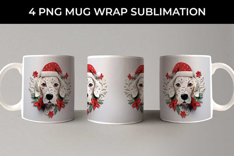 3D Christmas Dalmatian Dog Mug Wrap Sublimation PNG Bundle Free For Commercial Use Sublimation Sintegra 