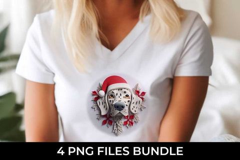 3D Christmas Dalmatian Dog T-shirt Sublimation PNG Bundle Free For Commercial Use Sublimation Sintegra 